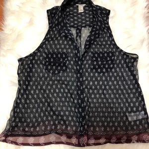 Forever21 NWOT Collared Sheer Tribal Print Top